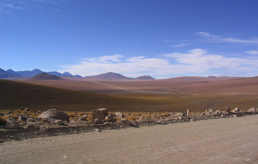 Atacama desert in Chile, one of the places on earth with the highest solar radiation and minimal cloud cover.
